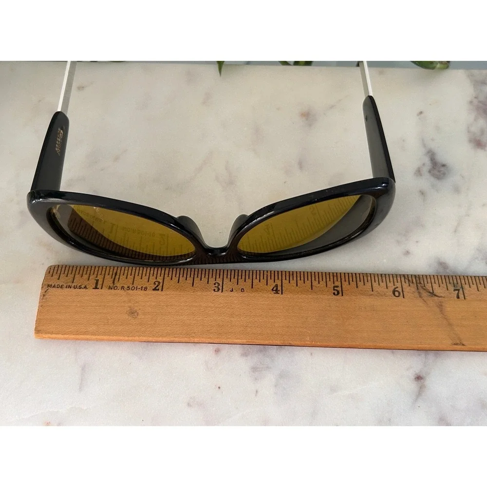 Vintage Polarized Fisherman Glasses Japan 3787 Black Frame Amber Lens Wrap